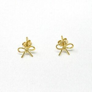 New Anthropologie Gold Bow Stud Post Earrings